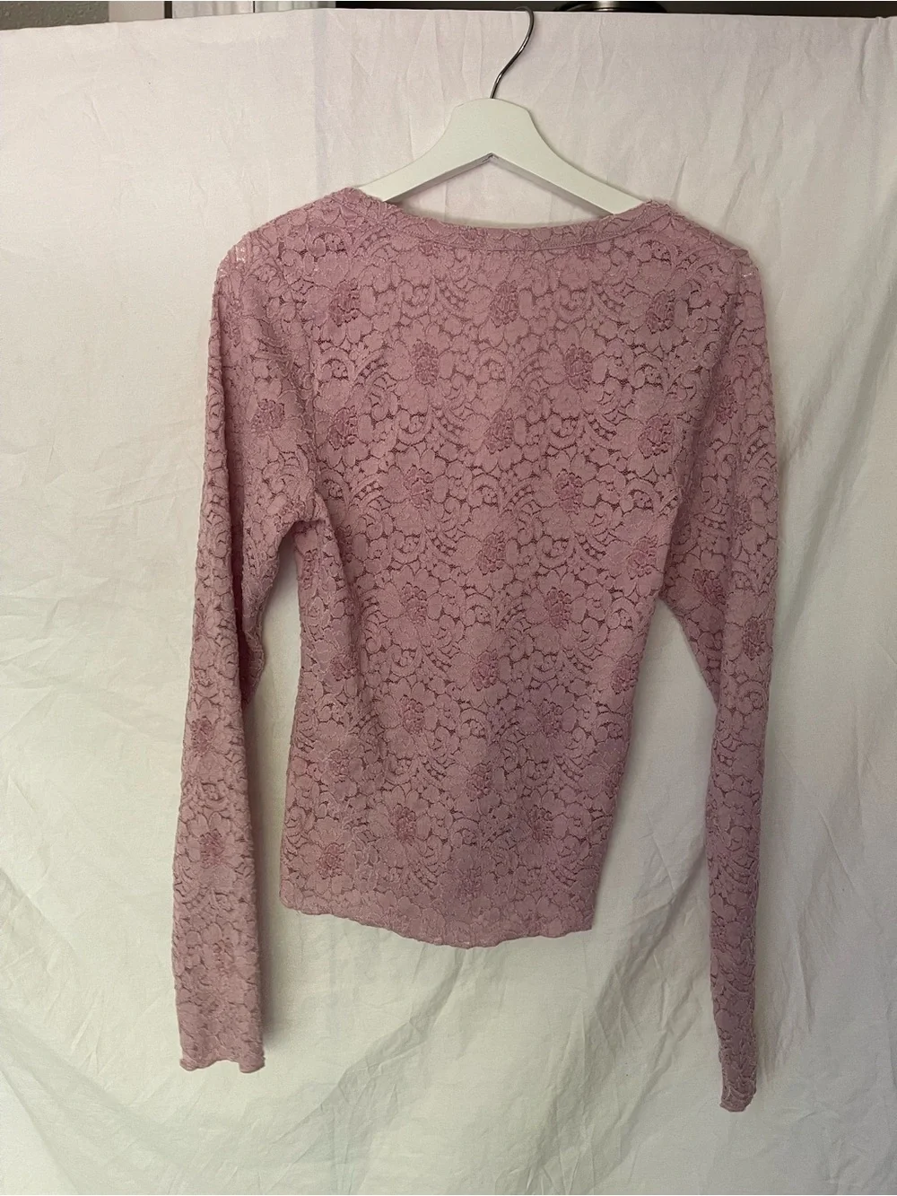 Free People Cloud Ride Notch Sheer Lace Top Lavender Size M Fairycore Grunge